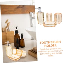1set Badkameraccessoires Transparante Zeeppomp Tandborstelhouder Zeepschotel Mondspoelbekertje Compact Duurzaam Voor Thuis of Hotelgebruik — thumbnail 4