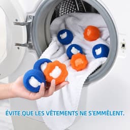 VHV - Drogerballen 8 stuks - Berenpatroon - Blauw - Oranje - Haarvanger Wasbollen - Anti Haar Droogballen - Wasballen Pluizenverwijderaar Huisdieren Wasmachine Pluis Wasbol — thumbnail 3