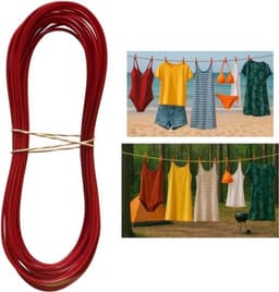 Waslijn 2 mm - extra sterk, met stalen kern en pvc-ommanteling - rood, 2000 cm - voor huis, tuin en camping — thumbnail 1