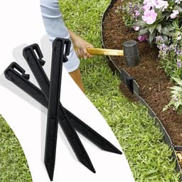 SnelShoppen - Pack van 20 Stevige Plastic Grondankers 25 cm - Voor Tuin, Grasrand, Waterdichte Hoses, Anthraciet - Ideaal voor Zachte Bodems — thumbnail 3