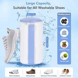 SnelShoppen - Schoenwaszak met 2 vakken voor schoenen, waszak met verborgen rits, 360° reiniging, herbruikbaar, dimensionaal stabiel, wit — thumbnail 5
