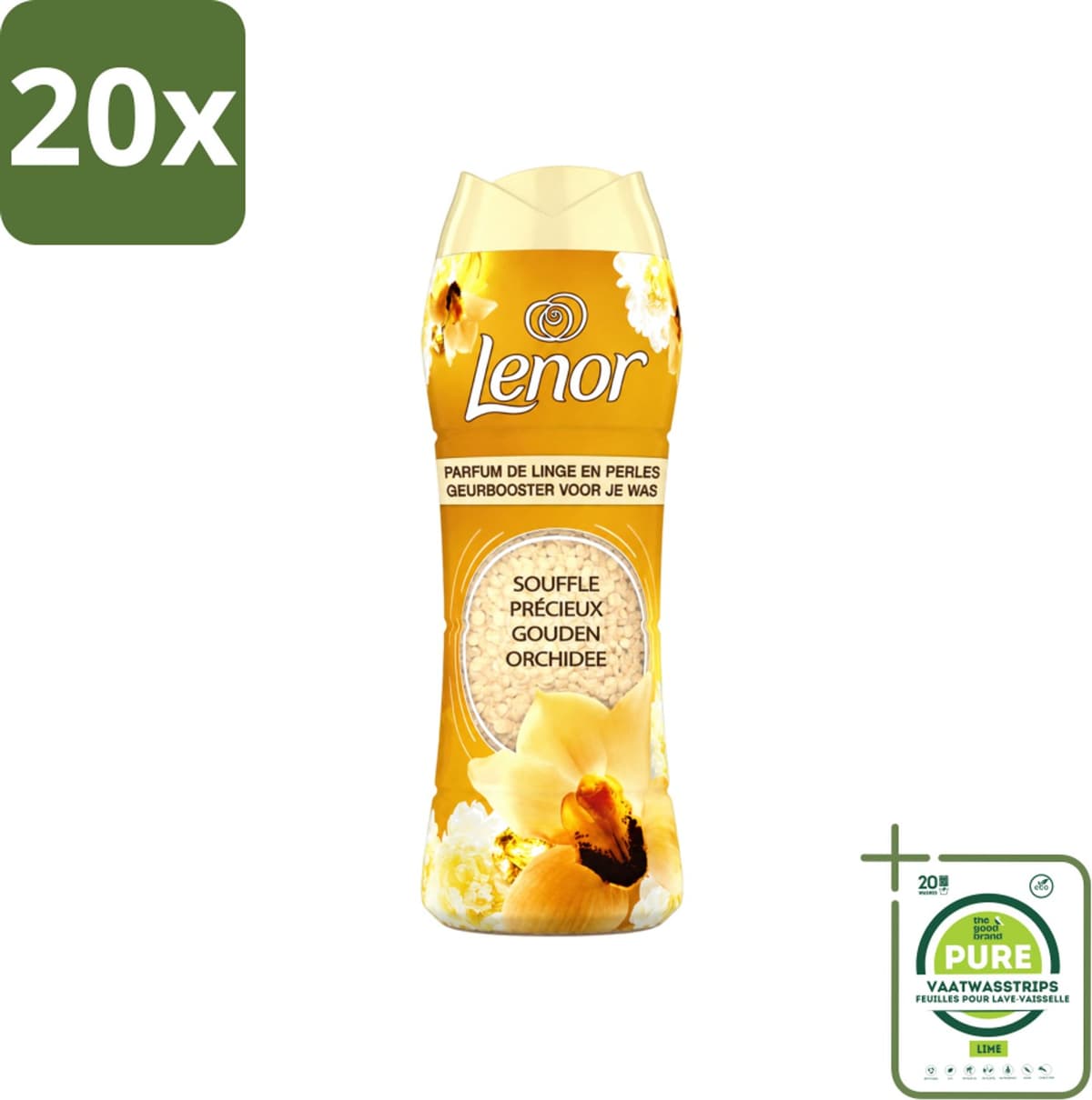 20 x Lenor - Geurbooster - Gouden Orchidee - 22 Wasbeurten - Grootverpakking - Vaatwasstrips - Geurbooster Was - Geur In Was - Geur In Kleding - Wasgeur - Geur In Wasmachine — afbeelding 1