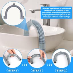 SnelShoppen - 1.5m Afvoerslang Verlenging Wasmachine, Universele Afvoer Hose Set voor Wasmachine, Droger, Vaatwasser met 2 Verlengstukken & 4 Slangkle — thumbnail 3