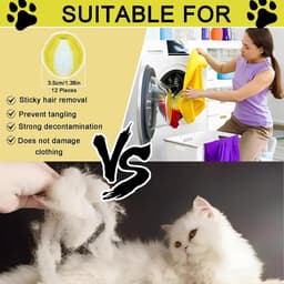 SnelShoppen - 12 Stuks Dierenhaarverwijderaar voor de Wasmachine, Herbruikbare Kattenhaar- en Hondenhaarverwijderaar, Pluisballen Verwijderen, Geel, 3 — thumbnail 4