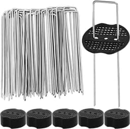 SnelShoppen - Set van 50 Zilveren U-Vorm Bevel Hoek Grondankers 200 mm x 40 mm Gegalvaniseerd Staal voor Vloer Weefgras Tuin Kunstgras Schutting — thumbnail 1