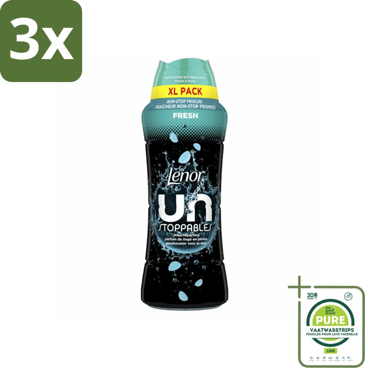 3 x Lenor Unstoppables - Geurbooster - Fris - Non-Stop Frisheid - Grootverpakking - Grootverpakking - Lenor Geur - Wasverzachter - Geurbooster - Langdurige Geur - Frisse Geur — afbeelding 1