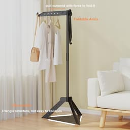 Thijox - Droogrek Kleding Binnen en Buiten - 360° Rotatie Wasstandaard met 3 Armen - Opvouwbaar en In Hoogte Verstelbaar tot 136 cm - Zwart voor Tuin — thumbnail 5