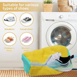 Waszak voor schoenen – waszak voor schoenen met villosities, schoenentas voor wasmachine met ritssluiting, herbruikbaar, waszakken voor sneakers (blauw/verpakking 1) — thumbnail 3