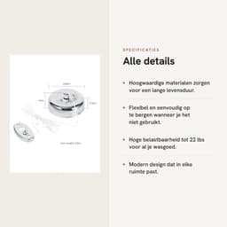 Waslijn Intrekbaar 2,8M - Roestvrij Staal - Nylon - Binnen/Buiten - Hoge Belastbaarheid 10 kg - Eenvoudig te Installeren - Kledinglijn — thumbnail 5