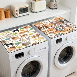 Wasmachine Droger Hoes - Wascover Beschermer - Huishoudelijk Gebruik - Antislip Rubber Onderkant - 60 x 60 cm - Meerkleurig — thumbnail 1