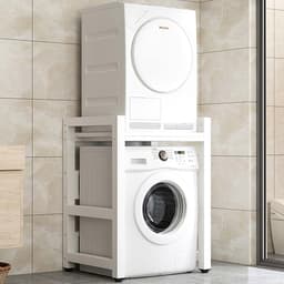 Wasmachine Kast - Opbergunit Droger - Ruimte Organiseren - Sterke Draagcapaciteit - 75x65x105 cm - Zwart — thumbnail 3