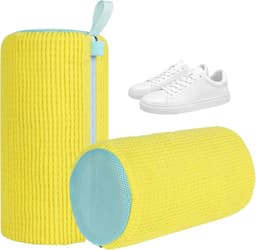SnelShoppen - Set van 2 Schoenwaszakken 360° Reiniging, Schokabsorberend en Geluiddempend, Herbruikbare Waszak voor Wasmachine, Geel — thumbnail 1