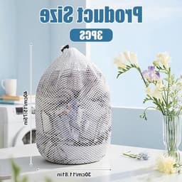 Set van 3 Kleine Wasnetjes voor Delicate Kleding met Trekkoord - Duurzame Waszakken voor Ondergoed, Sokken en Babykleding - Ideaal voor de Wasmachine en Reizen 30x40 cm — thumbnail 3