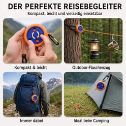Waslijn, 10 m, uittrekbaar, reiswaslijn met 20 roestvrijstalen wasknijpers en 10 stoppers, winddicht, outdoor waslijn voor camping, camper, caravan, balkon en vakantie, oranje — thumbnail 3