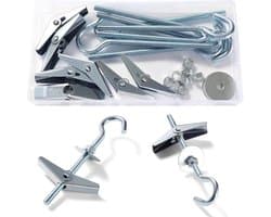 7 Sets M5 Wing Spring Hook, Spring Toggle Wing Bolt Hook, Plafond Gipsplaat Montage Haak, met Zeskant Moeren, Ringen, voor Gipsplaat Holle Wanden Hangende Planten Bevestiging