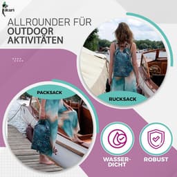 Drybag Droogtas, rugzak, roltop, waterdicht, van zeildoek, tas voor SUP, surfen, kajakken, outdoor, design marina — thumbnail 5