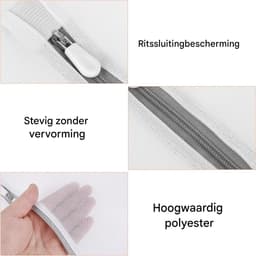 Wäschenetz Set - Wäschesäcke Feinwäsche - 8 Stuks 40x30cm - Versteckte Rits Mesh - Wasmachine Ondergoed Reizen - Wit Transparant — thumbnail 4