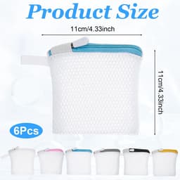 Dailygoods - Tyqour 6 stuks 10,9 x 10,9 cm mini-waszakken van netstof voor gevoelige was met ritssluiting voor thuis en op reis — thumbnail 2