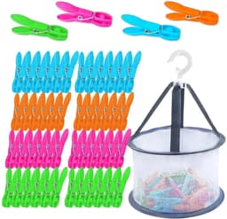 Dailygoods- Wasknijpers 48 Stuks - Opbergmand - Antislip - Multifunctioneel - Roestvrijstalen Veer - Handdoekklemmen - Wasclips — thumbnail 1