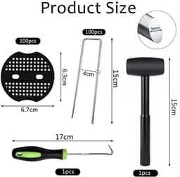Dailygoods- Onkruiddoek Set - 100 Grondpennen 150x40x3mm - 100 Sluitringen - Anti-Roest - Compleet Accessoireset - Voor Tuinen - Grondankers — thumbnail 4