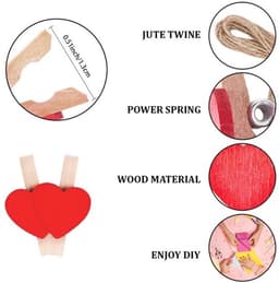 Houten Wasknijpers - Mini Hart Clips - Schattige Decoratie - Rood - Herbruikbaar - Doe-het-zelf Ambachten - Bruiloft Feest — thumbnail 2