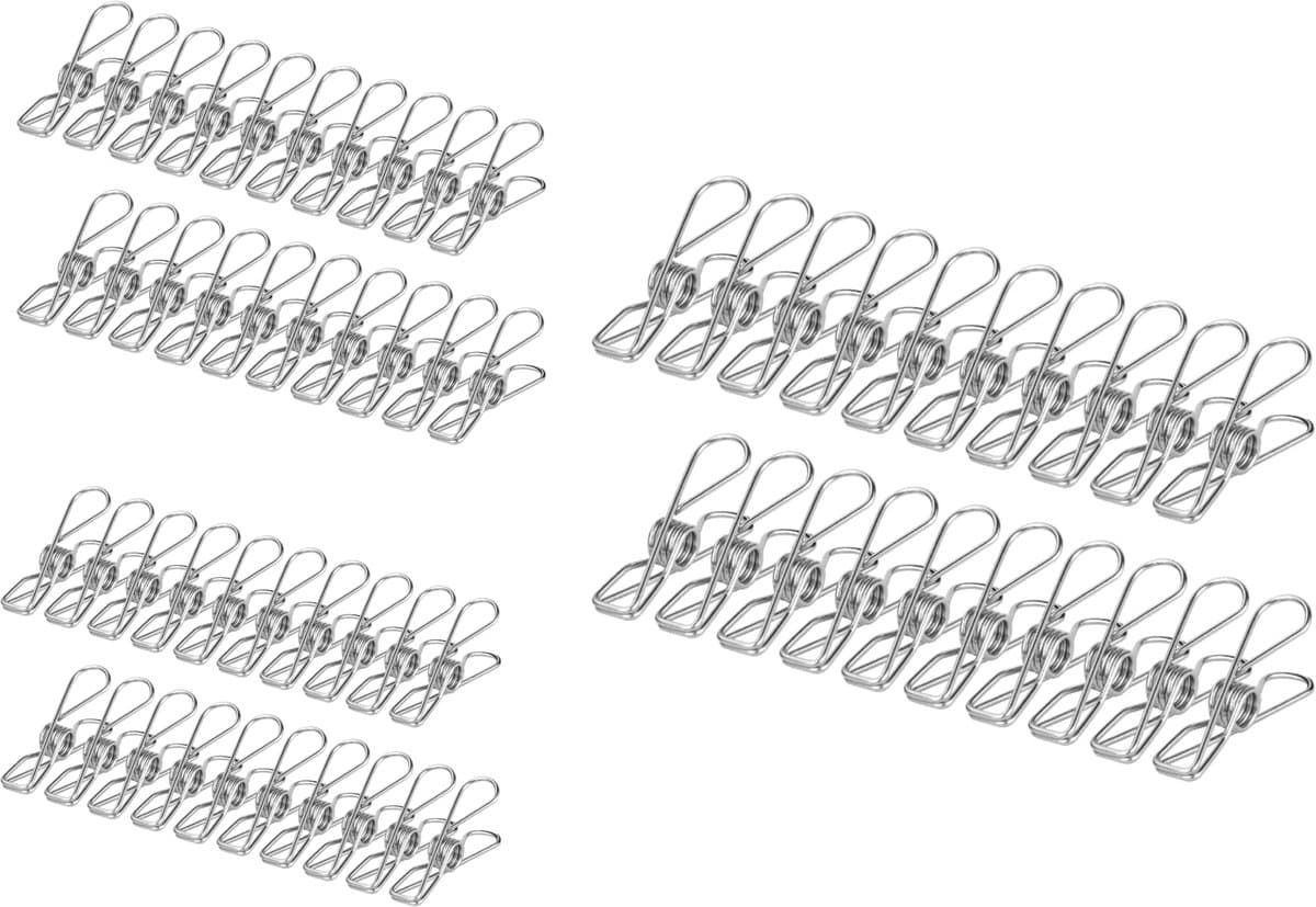 Wasknijpers, set van 60 roestvrijstalen wasknijpers (5,6 cm) – geschikt voor waslijnen, sokkenhangers, keuken en kantoor. — afbeelding 1