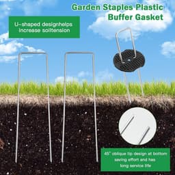 Professionele grondankers voor de tuin, 100 grondhaken en 100 bufferdiscs, gegalvaniseerd staal, 150 mm lang, 40 mm breed, 2 mm diameter, stevig en duurzaam — thumbnail 5