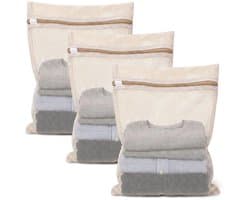 Solidchoice - Set van 3 Katoenen Waszakken voor Delicatesse met Rits