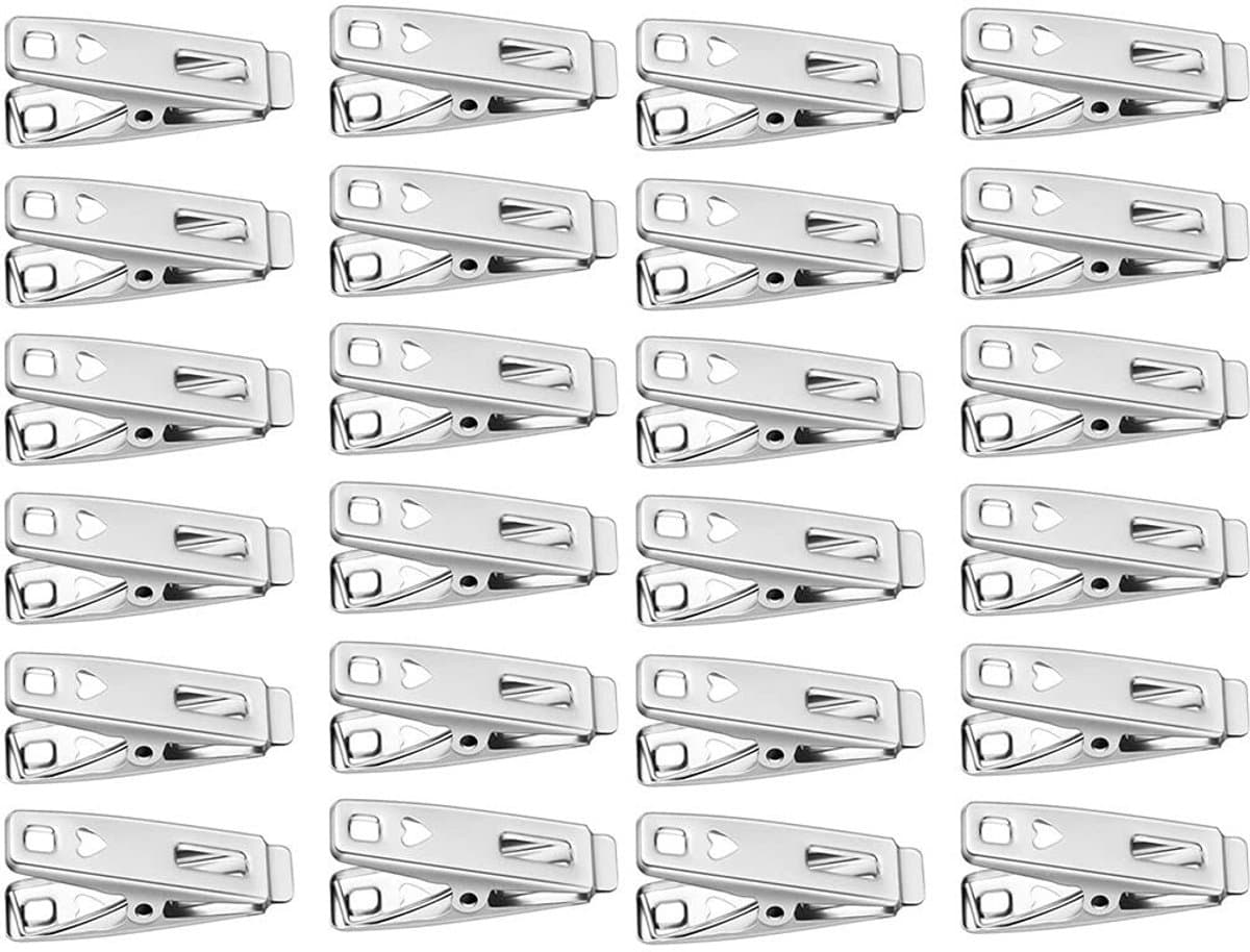 60 Stuks Mini Hartjes Kledingknijpers van RVS - Multifunctionele Kledingclips voor Handdoeken, Sokken en Snacks — afbeelding 1