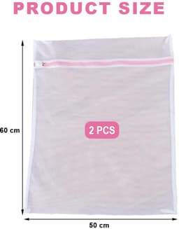 Wasnet voor Wasmachine - Set van 2 Waszakken Groot 50 x 60cm - Duurzame Waszak met Rits - Waszak voor Reizen, waszak, wasnetten, waszak — thumbnail 5
