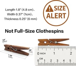 Houten Kledinghangers - Kleine Waslijnklemmen - Knutselen en Decoratie - Natuurlijk Berk Hout - 50 Stuks - Zwart — thumbnail 4