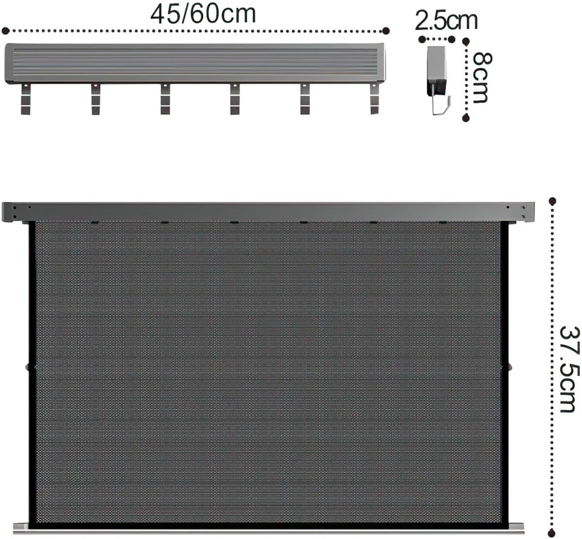 Uitschuifbaar Opklapbaar Droogrek - Wand Droogrek - Inklapbaar Wasrek - Wandgemonteerd Wasrek - Wasdroogrek Voor Badkamer Balkon Wasruimte - Aluminium Droogrek Met 6 Haken - Zwart — afbeelding 1