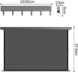 Uitschuifbaar Opklapbaar Droogrek - Wand Droogrek - Inklapbaar Wasrek - Wandgemonteerd Wasrek - Wasdroogrek Voor Badkamer Balkon Wasruimte - Aluminium Droogrek Met 6 Haken - Zwart — thumbnail 1