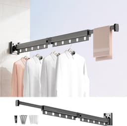 Wand Droogrek - Kledinghanger Opklapbaar - Ruimtebesparend Drogen - Aluminium Weerbestendig - 4.3x7.2x4.3 cm - Grijs — thumbnail 5