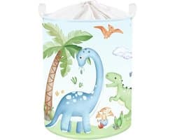 kinderwasmand, opvouwbaar, voor jongens en meisjes, grote kokosnootboom, kleding, speelgoed, opbergmand voor kinderkamer, badkamer, blauw, 63 l