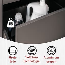Interlink Lifestyle Studio Flow wasmachinekast met uittrekbaar werkblad - Antraciet - 67 x 68 x 164 cm — thumbnail 2