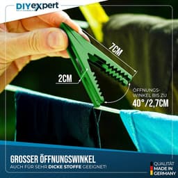 SnelShoppen - 24 x Kledingknijpers Storm 70 x 20 mm, Multifunctionele Klemmen - Sterke Grip, Made in Germany, Groen, Voor Was, Koken, Tuin en Creatief — thumbnail 5