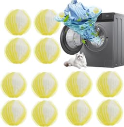 12 stuks anti-haarballen voor wasmachine, herbruikbaar, wasbal voor het opvangen van dierenharen, haren en vezels op kleding, tapijten (geel) — thumbnail 2