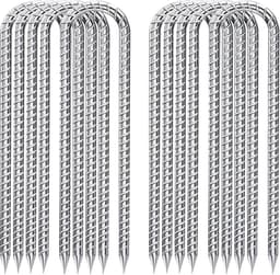 SnelShoppen - Fondlife Grondankers 30 cm - Verzinkt Staal Grondpalen voor Trampoline, Tuinpalen, Campingtent - U-vorm, 10 Stuks, Zilver — thumbnail 1