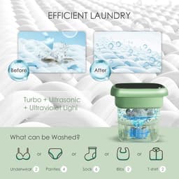 Elution Campingwasmachine - 45 liter mini reiswasmachine - antibacterieel - blauw licht - opvouwbare wasmachine - ondergoed sokken - babykleding - blauw — thumbnail 4