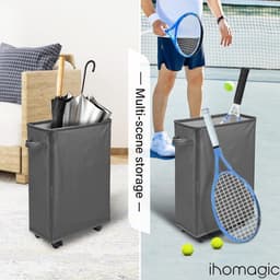 Dunne wasmand op wielen - opvouwbare wasmand - rechthoekige organizer - 40 l donkergrijs — thumbnail 5