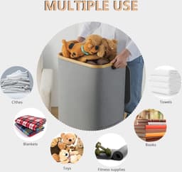 100L Wasmand Deksel Grijs Verbeterde Stabiele Wasbak Smal Wasmand Opvouwbaar Verwijderbare Waszak Wassorteerder Wasbox Waskist - Grote Capaciteit Stevige Constructie — thumbnail 2