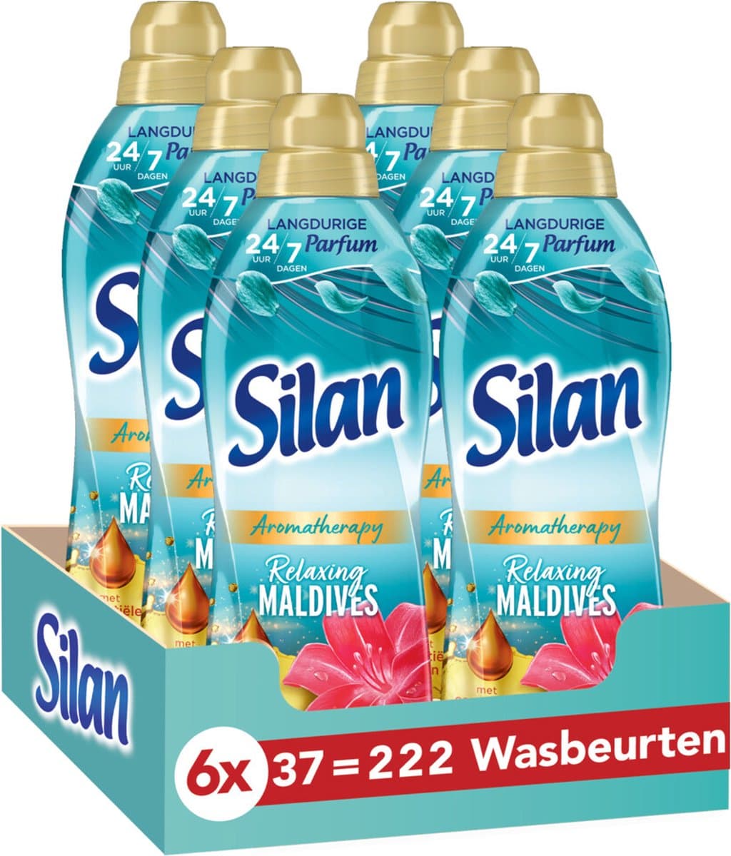 Silan Aroma Therapy - Relaxing Maldives - Wasverzachter -Zijdezachte Was - Langer Stralende Kleding - Langdurige Frisheid - Voordeelverpakking - 6 x 37 wasbeurten — afbeelding 1