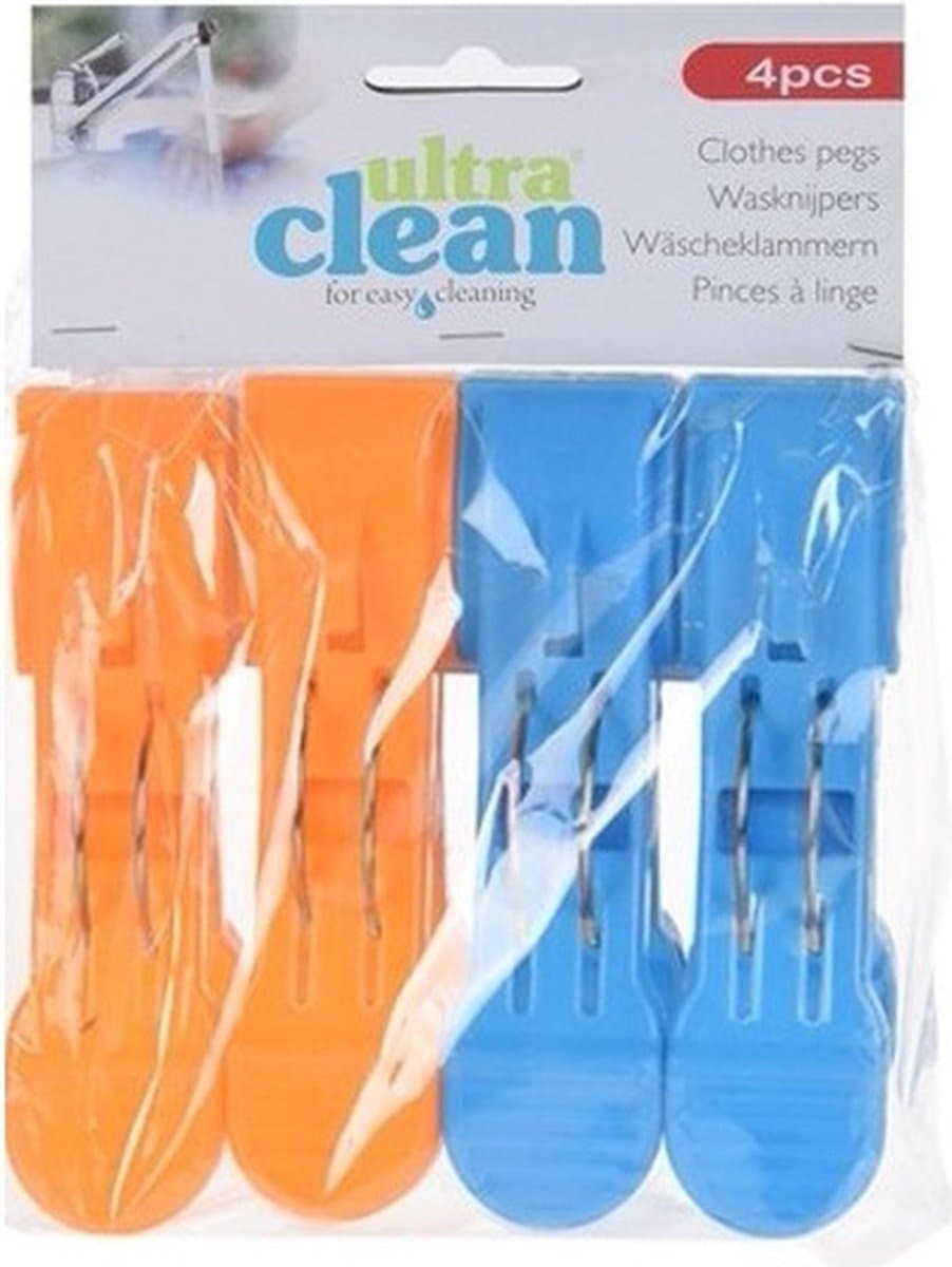 4x Oranje en blauwe handdoek knijpers 13cm — afbeelding 1