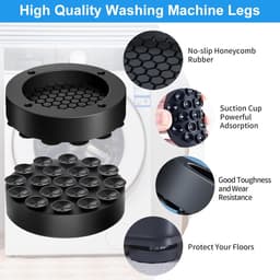 Trillingsdempers Wasmachine - Anti-vibratie Mat - Apparaten Dempen - Zelfnivellerend Zuignapontwerp - 4 stuks - Zwart — thumbnail 5