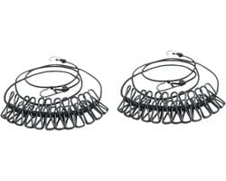 Kledinglijn Set - Reis Waslijn - Buiten Droge Kleding - Met Clips - 2 Stuks - Zwart