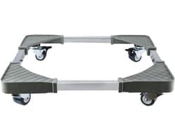 Wasmachine-sokkel onderstel, verstelbare sokkel voor wasmachine, hoogte 9 cm, koelkast, gereedschapswagen, droogrek, roestvrij, breedte 36-47 cm, lengte 46-57 cm, beweegbare sokkel voor fornuis