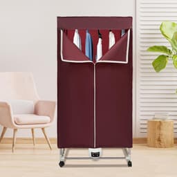 Wasdroger - Condensdroger - Kleding Drogen - Opvouwbaar Design - 70 x 50 x 150 cm - Wijnrood — thumbnail 5