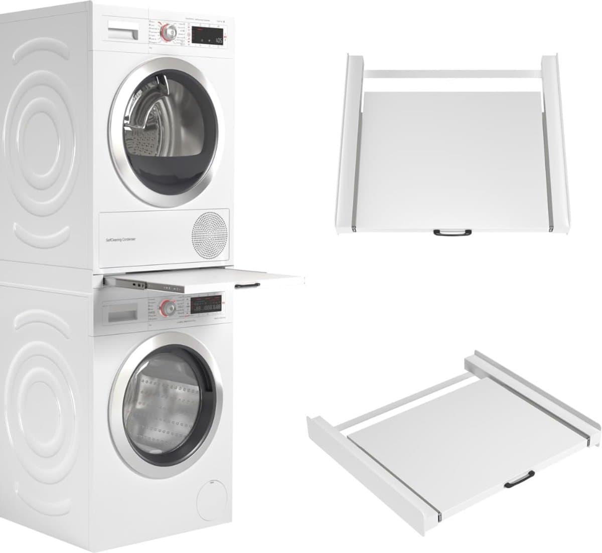 TIM® Tussenstuk Wasmachine Droger - Stapelkit - Tussenstuk Wasmachine en Droger - Tussenstuk Wasmachine Droger Zwart - Tussenstuk Wasmachine Droger Aeg - Wit - 54cm x 60cm x 8cm — afbeelding 1