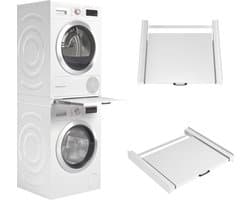 TIM® Tussenstuk Wasmachine Droger - Stapelkit - Tussenstuk Wasmachine en Droger - Tussenstuk Wasmachine Droger Zwart - Tussenstuk Wasmachine Droger Aeg - Wit - 54cm x 60cm x 8cm